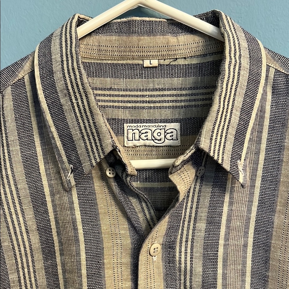 Men's Striped Shirt - Blue and Cream